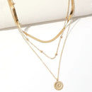 Fashion Flat Snake Chain With Three Layer Coin Disc Pendant Necklace For Women Jewelry Accessories