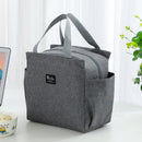 Double pockets Portable lunch bag lunch box insulated canvas tote bag school lunch portable dinner box picnic food storage