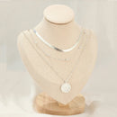 Fashion Flat Snake Chain With Three Layer Coin Disc Pendant Necklace For Women Jewelry Accessories